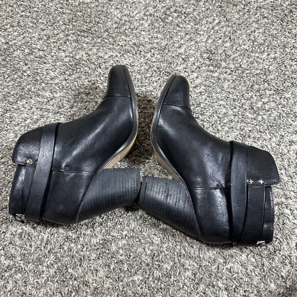 Rag & Bone Boots Black Harrow Leather Cuban Heel Ankle Boots Womens Sz 38 US 7,5 - Picture 7 of 9
